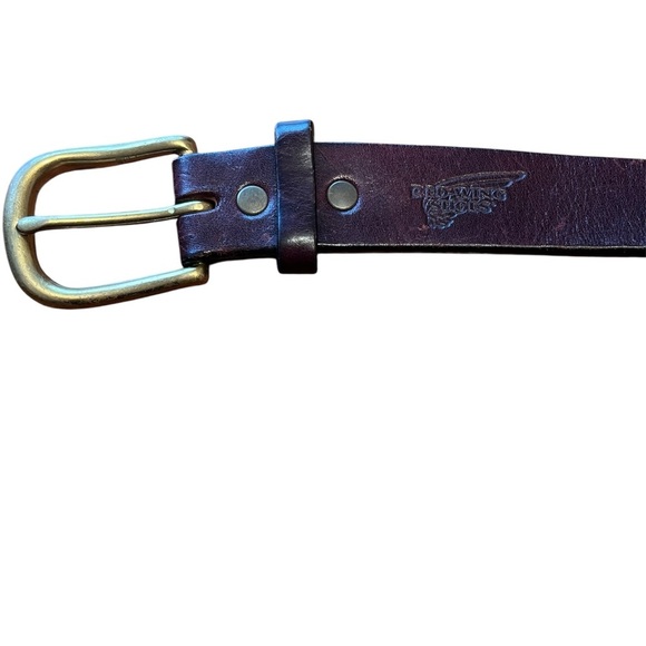 Redwing Shoe Co. Classic Cherry Brown Leather Belt with Brass Buckle Size 48 - Picture 4 of 9
